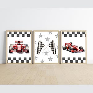 Race cars wall art, checkered flag, race way, need for speed, boy room, 11x14 set of 3 printables included, frame not included