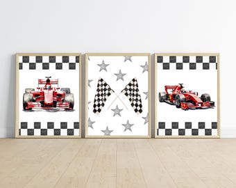Race cars wall art, checkered flag, race way, need for speed, boy room, 11x14 set of 3 printables included, frame not included