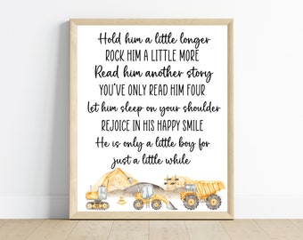 Construction Truck Nursery Print, Boy Bedroom Decor (Digital Download)