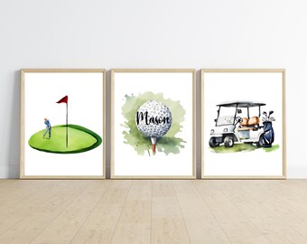 Personalized Golf Nursery Prints, Boy Room Decor (Digital Download)