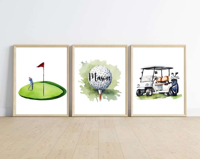 Golf wall art, golf ball, edit to your child’s name, boy room or nursery decor wall art, 11x14, printable, frame not included