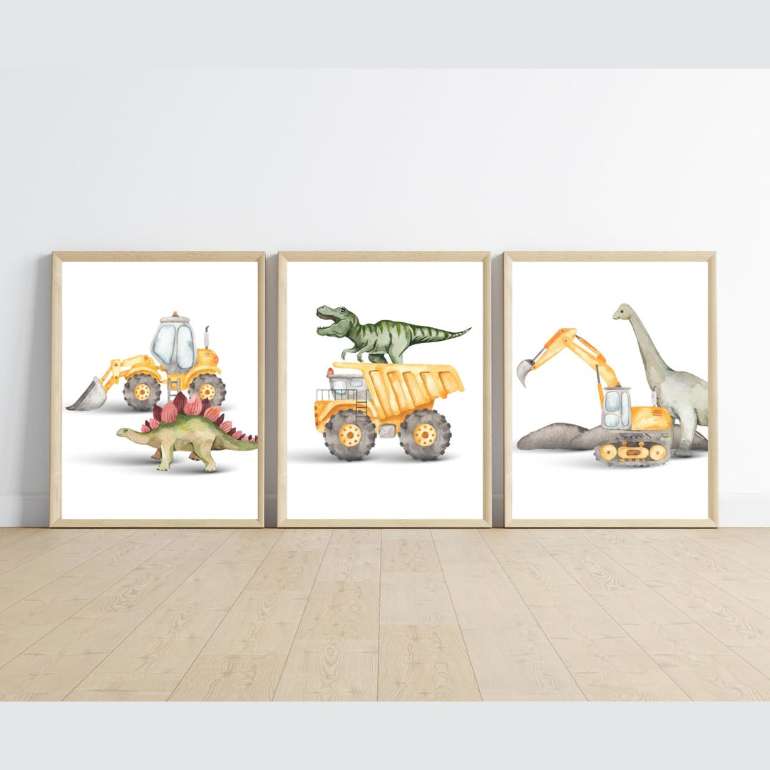 Dinosaur Truck Canvas Wall Art Set Of 6 - 8x10 Inch Unframed Posters For Boy's Room, Nursery, Playroom, Classroom Decor - View #5