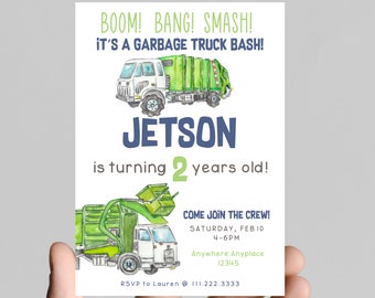Garbage Truck Birthday Invitation, Editable Printable (Instant Download)