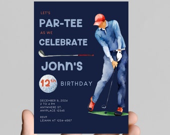 Let's PAR-TEE birthday invitation, first birthday party, golf theme, perfect for a little boy's birthday, customizable