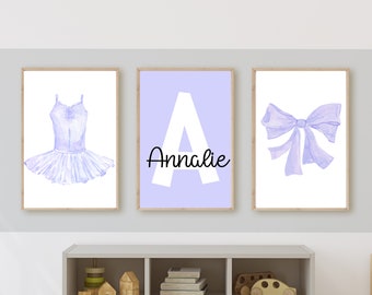 Ballet Nursery Decor, Light Purple Tutu Prints, Set of 3 (Digital Download)