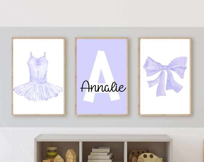 ballet nursery wall art decor, light Purple ballet tutu, ballet dress, 11x14, set of 3, digital download, no frames
