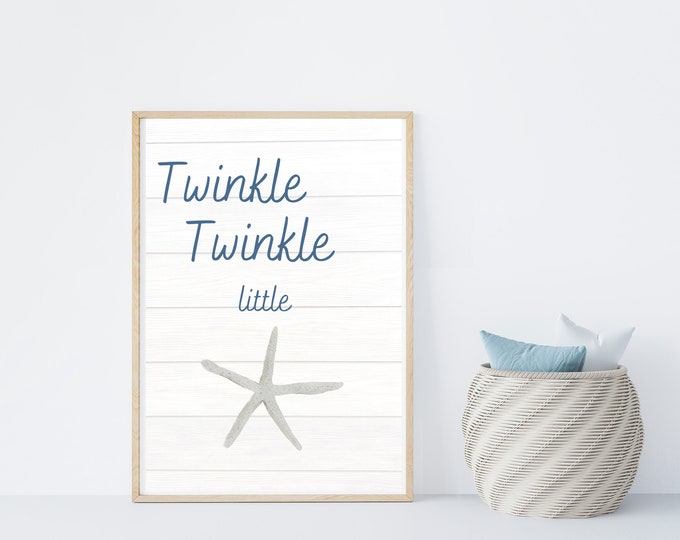 twinkle twinkle little star (fish) beach baby wall art, nursery sign, coastal, nautical, nursery decor,  11x14 print, frame not included