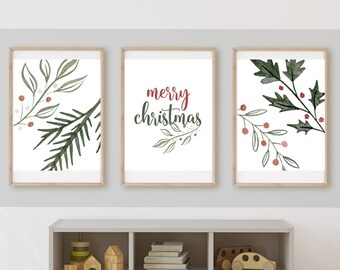 Stampe artistiche natalizie per la cameretta dei bambini, decorazioni natalizie (stampa digitale)