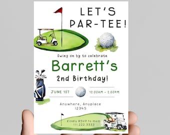 Golf Birthday Invitation, Let's Par-Tee, Customizable (Digital Download)