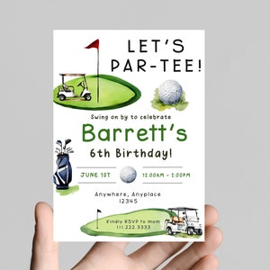 Let&#39;s PAR-TEE birthday invitation, first birthday party, golf theme, perfect for a little boy&#39;s birthday, customizable