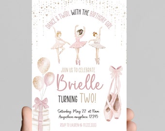 Ballet Birthday Invitation, Light Pink Tutu, Dance Theme (Instant Download)