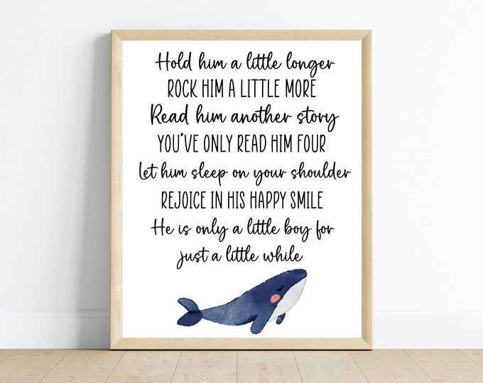 Adorable blue Whale nursery decor, printable baby boy nursery wall art, blue whale, boy bedroom decor, nursery wall art, digital download