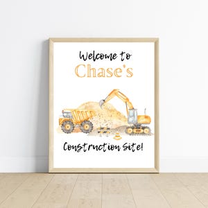 Construction theme sign for birthday party, birthday welcome sign, dump truck, excavator, bulldozer, dirt, trucks, boy birthday, party decor