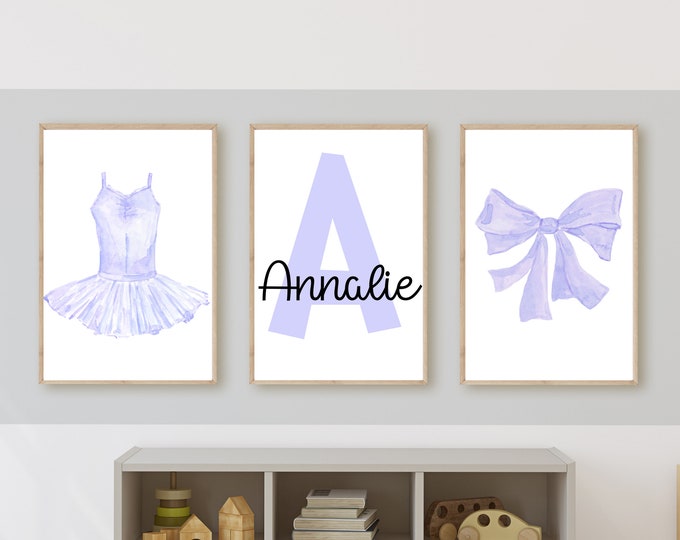 ballet nursery wall art decor, light Purple ballet tutu, ballet dress, 11x14, set of 3, digital download, no frames