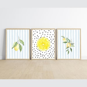 vintage fun lemon themed baby girl nursery or bedroom decor, lemons, polka dots, stripes, digital download, customizable