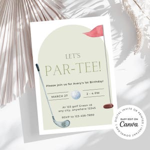 Golf birthday invitation, Let&#39;s PAR-TEE birthday invitation, golf theme, perfect for a little boy&#39;s birthday, age is customizable
