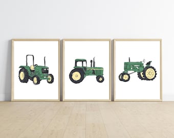 John Deere green tractor nursery bedroom wall art decor, Farm Tractor Nursery wall art, green tractor wall art bedroom for kids decor