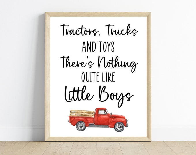Old red truck wall art, there’s nothing quite like boys, vintage red pick up truck boy bedroom decor, nursery art,digital download,printable
