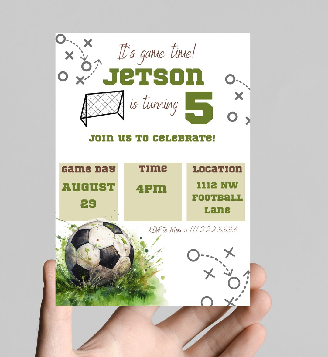 Its Game Time, Soccer, Futbol, Football Birthday Invitation, Birthday