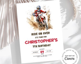 Dirt Bike Geburtstagseinladung, Racing Party einladen (Digitaler Download)
