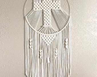 Macrame Cross Ring Wall Hanging