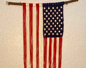 American Flag Macrame Wall Hanging