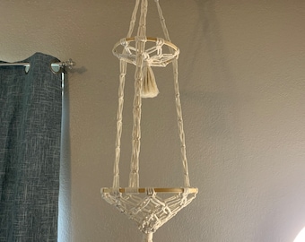 Two-tiered macrame basket