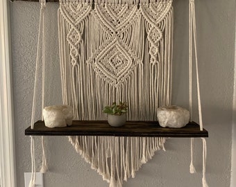 Macrame wall hanging shelf