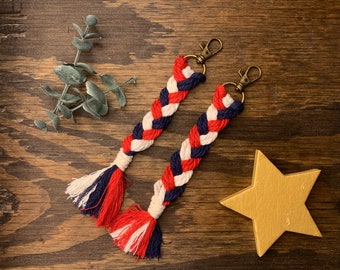 Macrame Patriotic Keychain