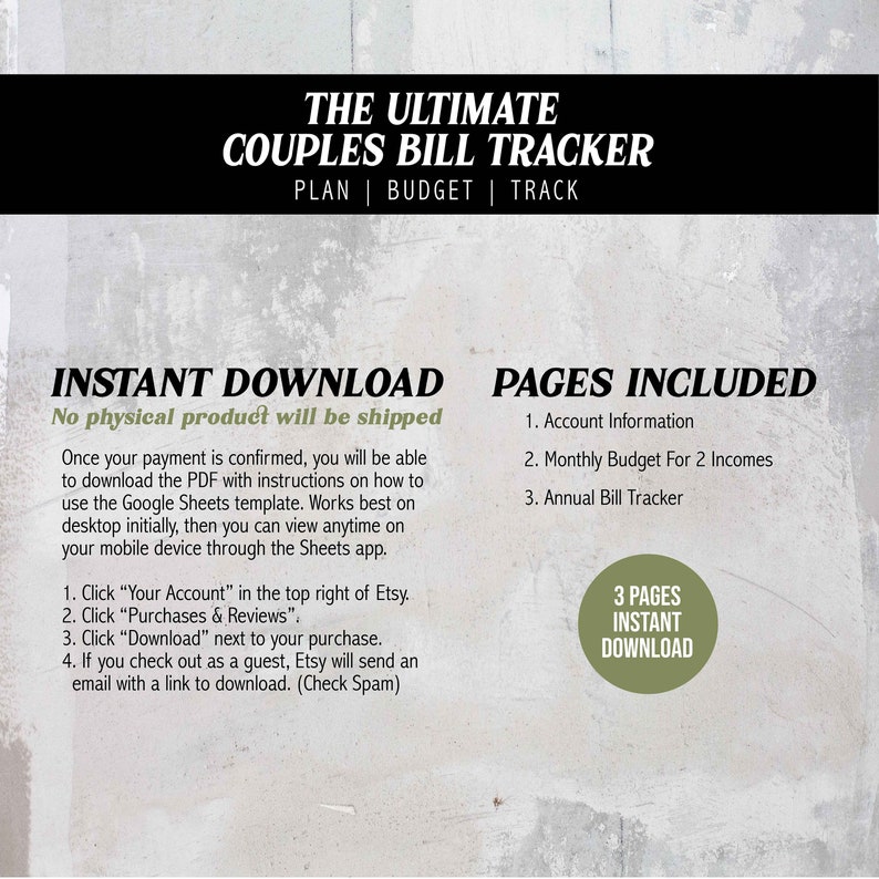 The Ultimate Couples Bill Tracker Etsy