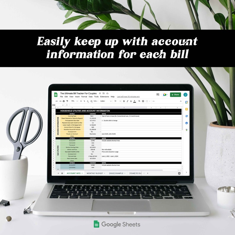 The Ultimate Couples Bill Tracker Etsy