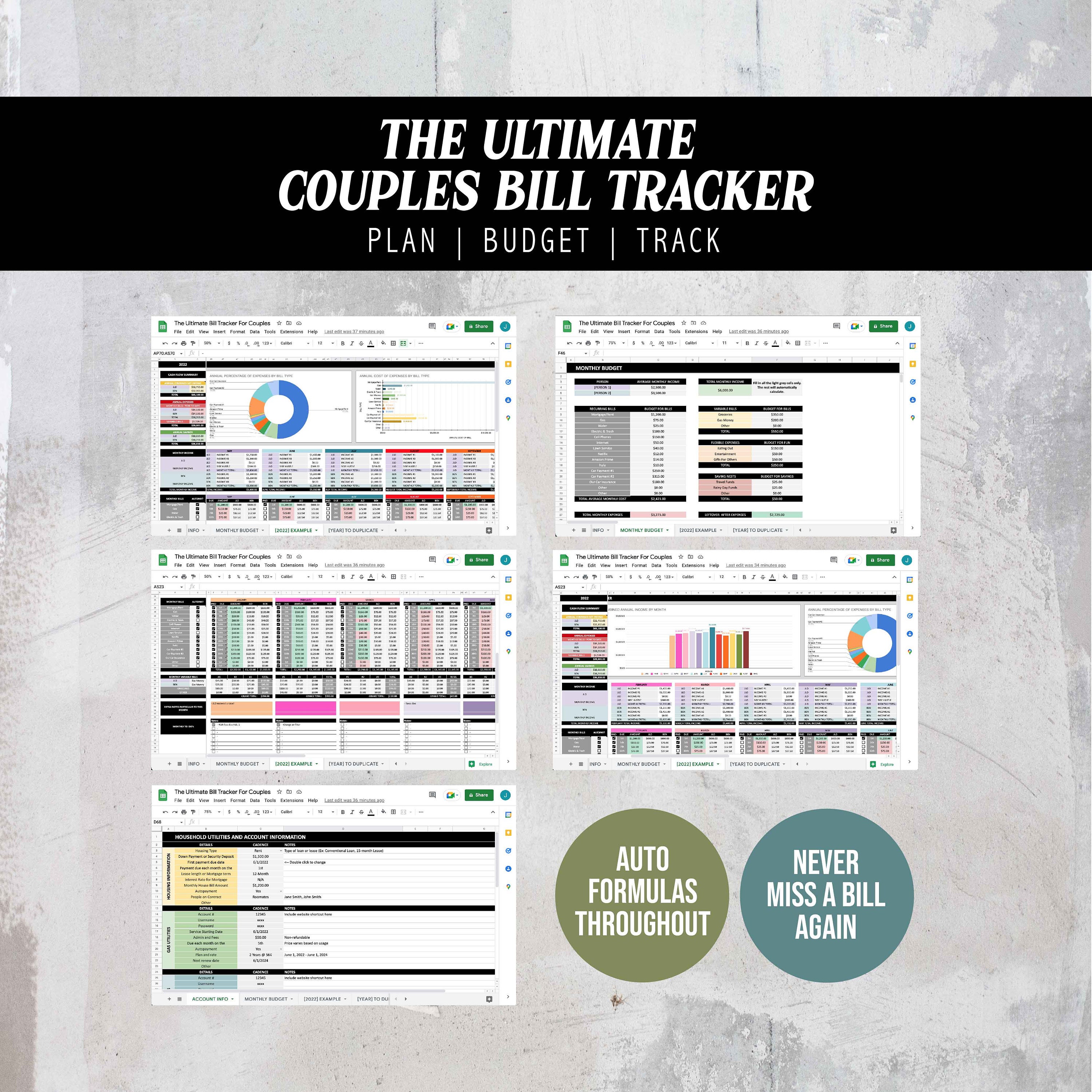 The Ultimate Couples Bill Tracker Etsy