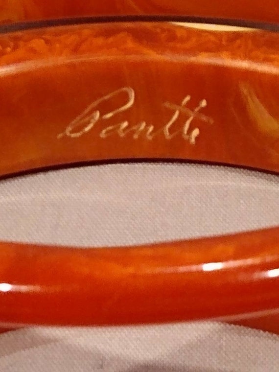 Rusty Orange Thumbnail Polka Dot Bangle with two … - image 3