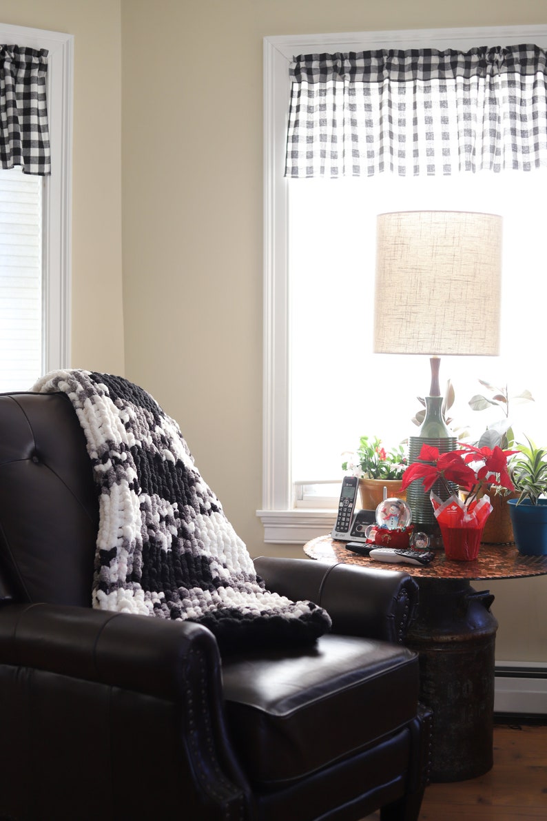 Buffalo Plaid Chunky Blanket Pattern Finger Knit Etsy