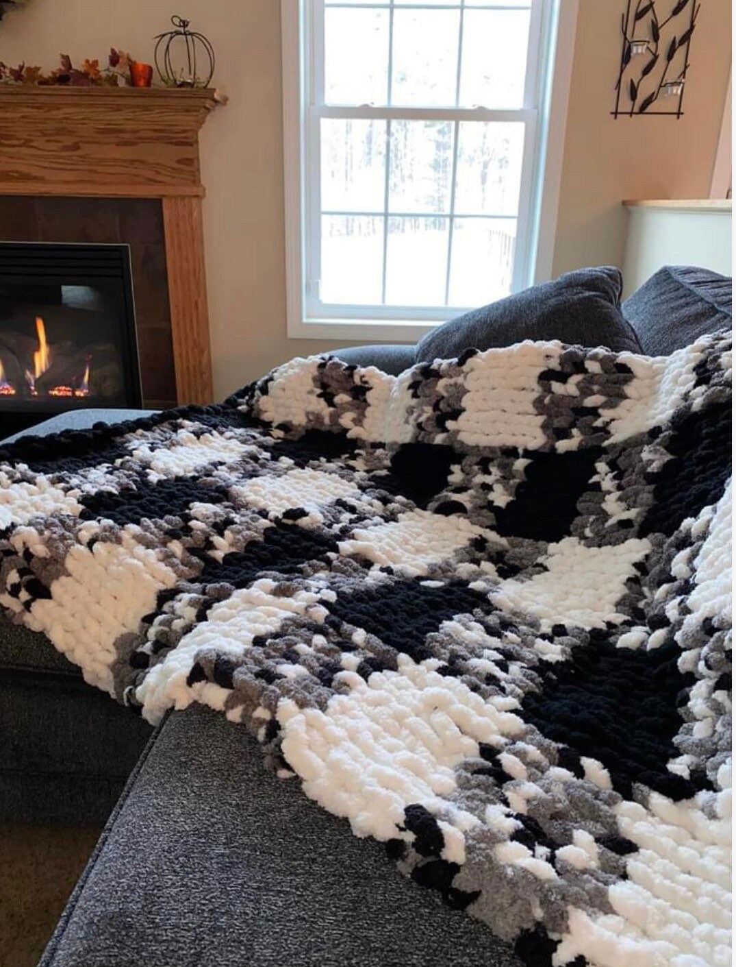 Buffalo Plaid Chunky Blanket Pattern Finger Knit Etsy