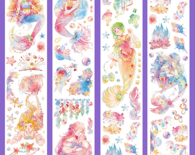 Rainbow Mermaids Crystal Clear PET Tape / Washi Tape 4.5x100cm