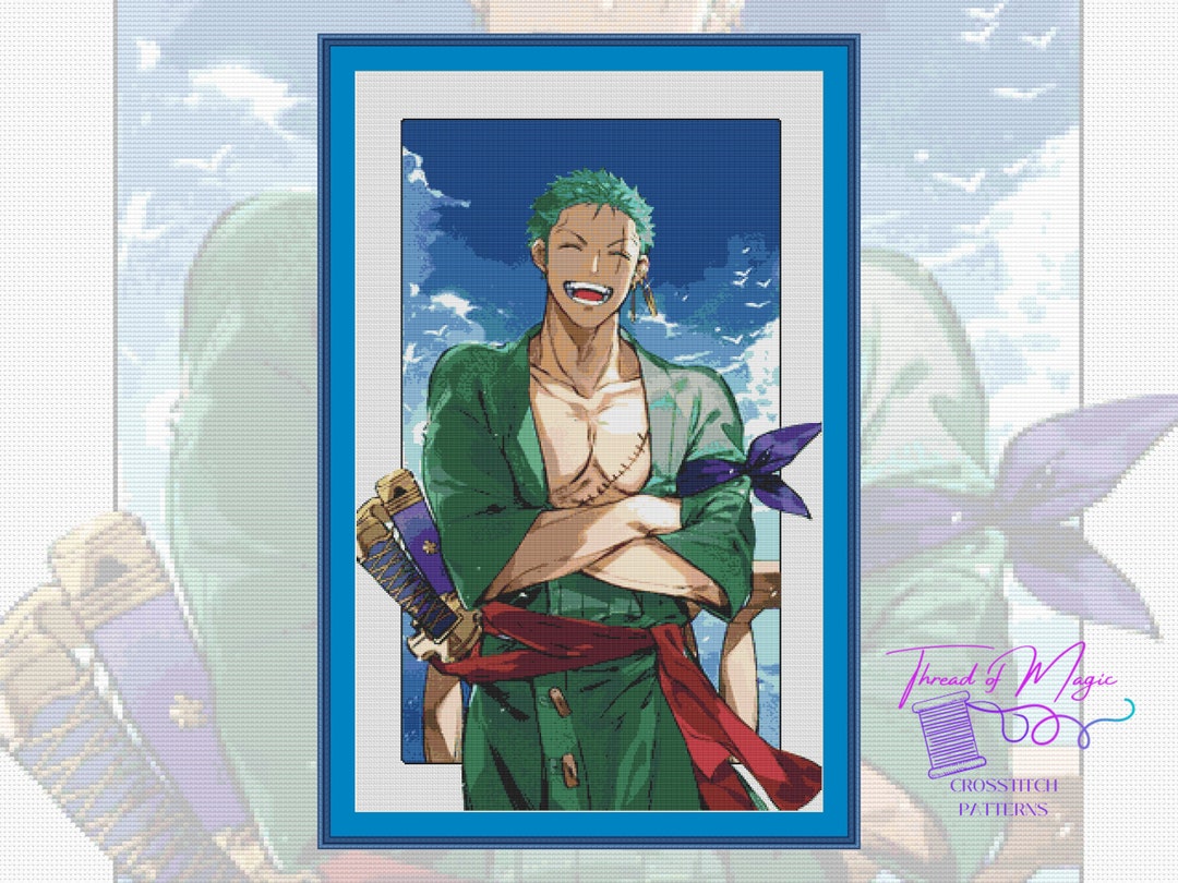 Zoro Smiling Supersize Cross Stitch Pattern PDF File Instant Etsy