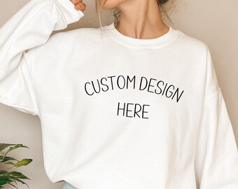 Sudadera de cuello redondo personalizada, Gildan 18000 de gran tamaño personalizado, suéter de diseño personalizado, regalo personalizado, texto personalizado y diseño