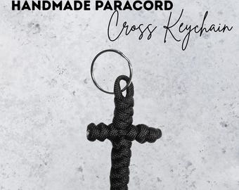Llavero con cruz de paracord, llavero cristiano de paracord, llavero con cruz católica, llavero religioso, llavero hecho a mano, regalo de fe, regalo con cruz