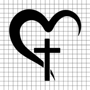 Hartkruis SVG, christelijk geloofskruis png, Jesus Heart Cross png
