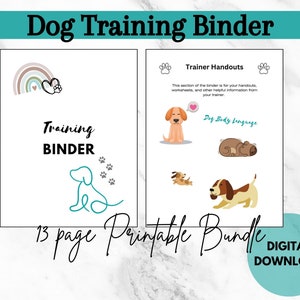 Dog Training Binder Printable, Dog Training Log, Puppy Training Planner ...