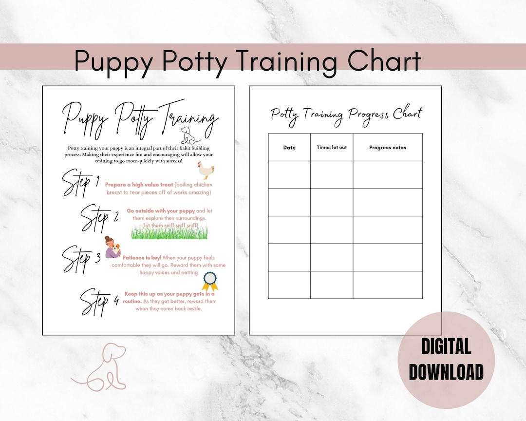Puppy Potty Training, Chart, Printable Puppy Planner Page for Binder