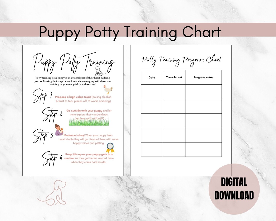 Puppy Potty Training, Chart, Printable Puppy Planner Page for Binder ...