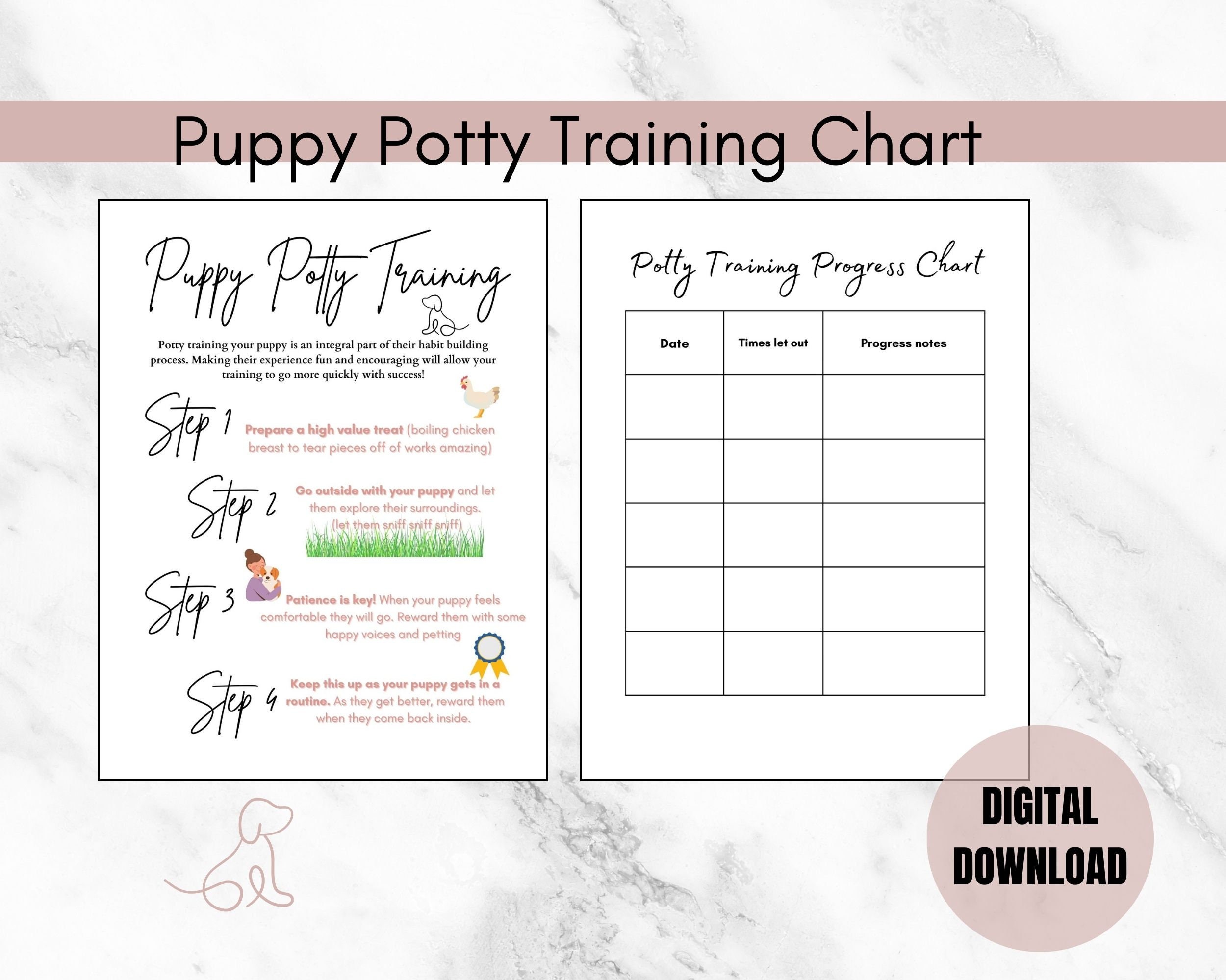 Puppy Potty Training, Chart, Printable Puppy Planner Page for Binder ...