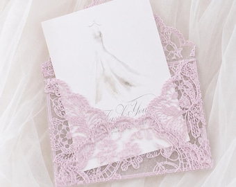 Wedding Lace Envelope 17.5x12.5cm (7x5’) Lavender 3D printed Fine Art Wedding photography flat lay props kit, keepsake gift purple lilac