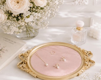 Ornate Oval Tray Wedding Accessories Jewellery Display Antique Gold Fine Art Wedding stationery Photography Flatlay Props kit Vintage Vanity