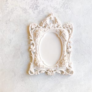 Baroque style Picture Frame ~ White Ornate Photo, Fine Art Painting, Wedding flat lay props Coquette Home Decor Gift Antique Vintage French