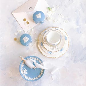 BLUE + BEIGE Neutral ~ Fine Art Wedding Photography Handpainted Background Rollable CANVAS Flat lay Styling Mat Backdrop by Light Atelier