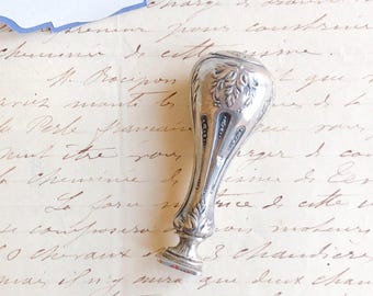 Antique French Sterling Silver Wax Sealing Stamp ~ Wedding Photography flatlay props Old Victorian Baroque Coquette Style