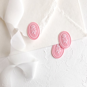 WASZEGELS SET Roze rozen ovale zelfklevende stickers inbegrepen huwelijksuitnodiging briefpapier enveloppen vintage barokke flirtstijl